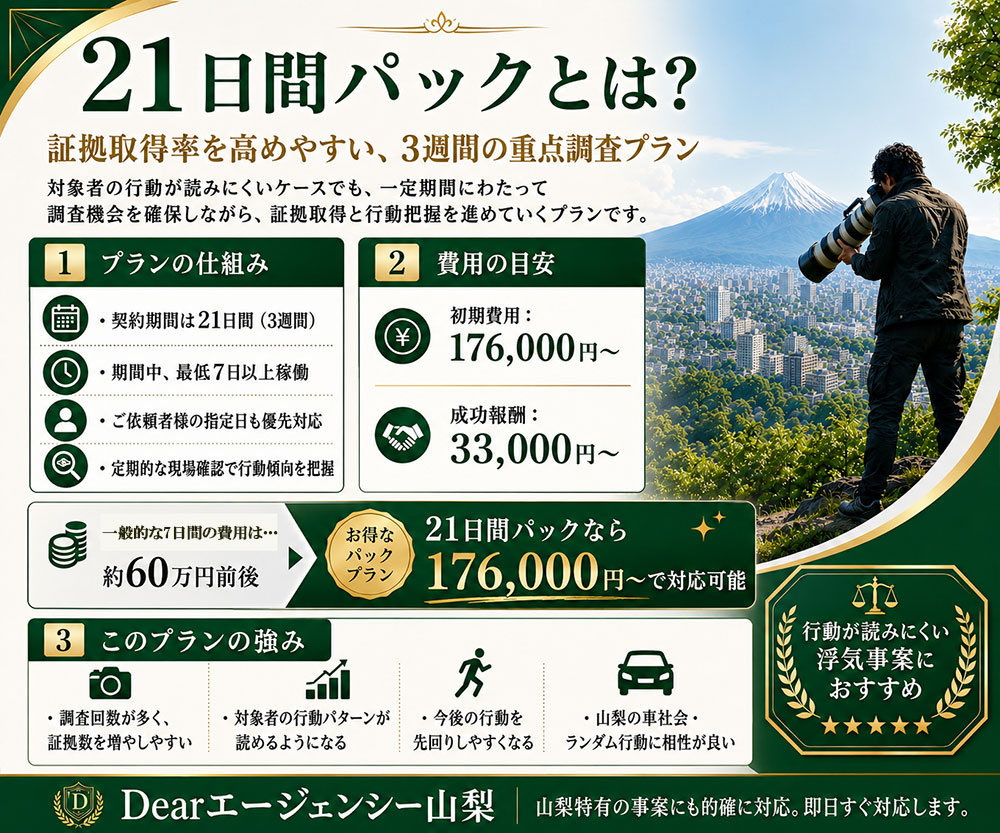 浮気の証拠が取りやすい定期調査プラン
